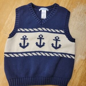 Janie And Jack Nautical Blue White Anchor Sweater Vest Size 3